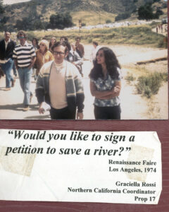 Graciella Rossi canvassing for signatures for Prop. 17, 1974